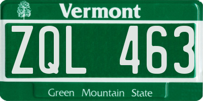 VT license plate ZQL463