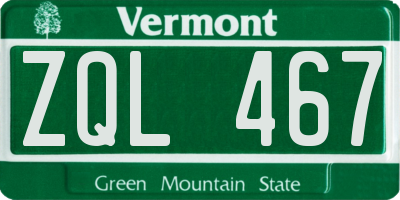 VT license plate ZQL467