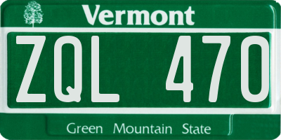 VT license plate ZQL470