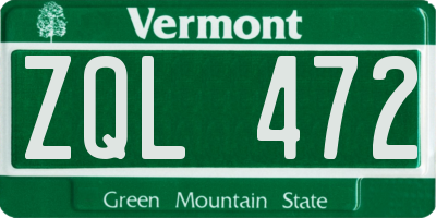 VT license plate ZQL472