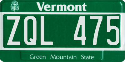 VT license plate ZQL475