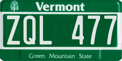 VT license plate ZQL477