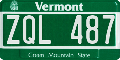 VT license plate ZQL487