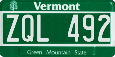 VT license plate ZQL492