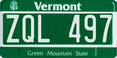 VT license plate ZQL497