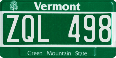 VT license plate ZQL498