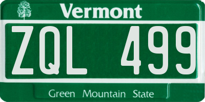 VT license plate ZQL499