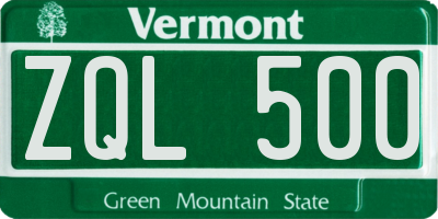 VT license plate ZQL500