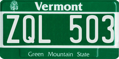 VT license plate ZQL503