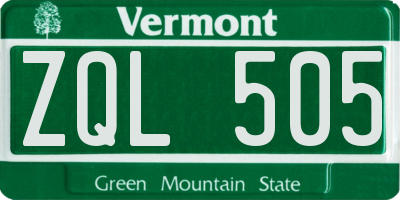 VT license plate ZQL505