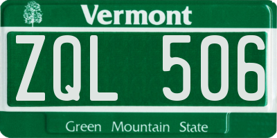 VT license plate ZQL506