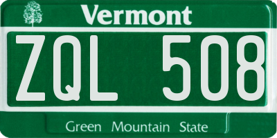 VT license plate ZQL508