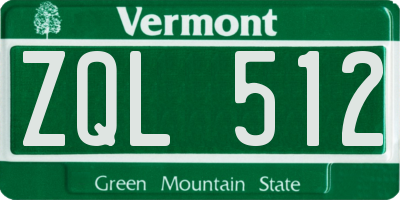 VT license plate ZQL512