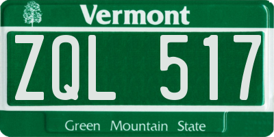 VT license plate ZQL517