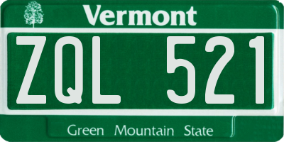 VT license plate ZQL521