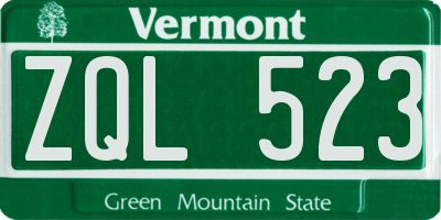 VT license plate ZQL523