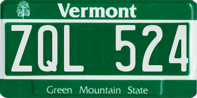 VT license plate ZQL524