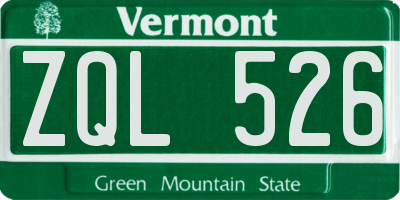 VT license plate ZQL526
