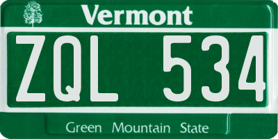 VT license plate ZQL534