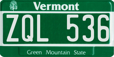 VT license plate ZQL536