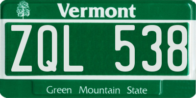 VT license plate ZQL538