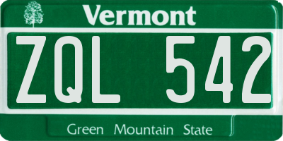VT license plate ZQL542