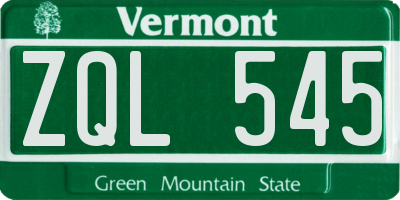 VT license plate ZQL545