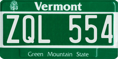 VT license plate ZQL554