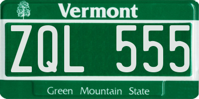 VT license plate ZQL555