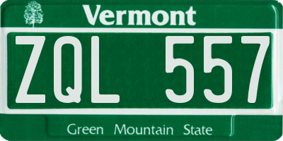 VT license plate ZQL557