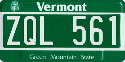 VT license plate ZQL561
