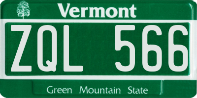 VT license plate ZQL566