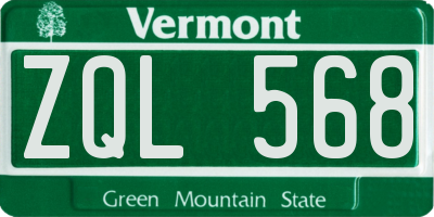 VT license plate ZQL568