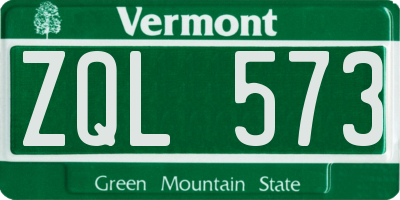 VT license plate ZQL573
