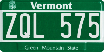 VT license plate ZQL575