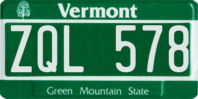 VT license plate ZQL578