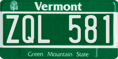 VT license plate ZQL581