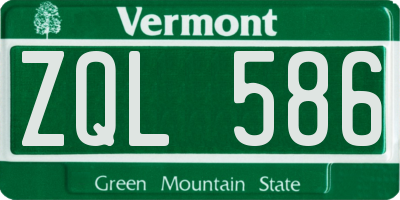 VT license plate ZQL586