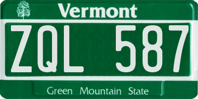 VT license plate ZQL587