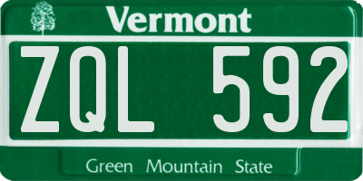 VT license plate ZQL592