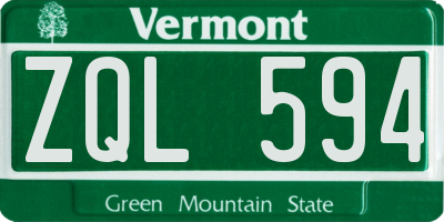 VT license plate ZQL594