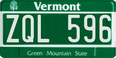 VT license plate ZQL596