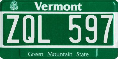 VT license plate ZQL597