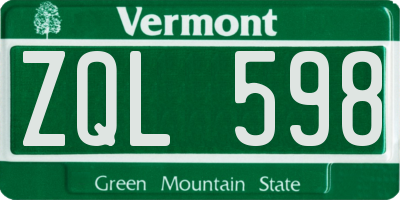 VT license plate ZQL598