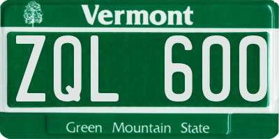 VT license plate ZQL600