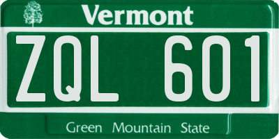 VT license plate ZQL601