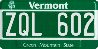 VT license plate ZQL602