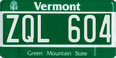 VT license plate ZQL604