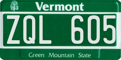 VT license plate ZQL605