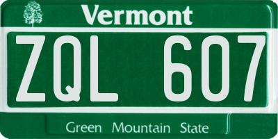VT license plate ZQL607